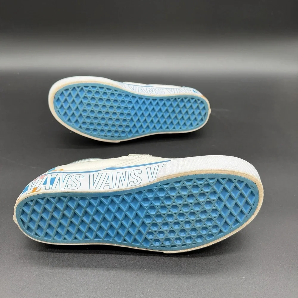 Vans Classic Slip-On Womens‎ Size 6 White Stitch Canvas Checkered Heel Shoes